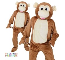 Adult MONKEY Playful Deluxe Mascot Animal Fancy Dress Costume Stag Charity Cheek
