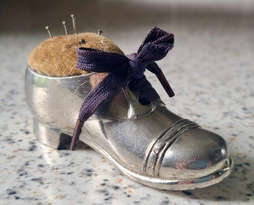 Vintage silver toned shoe - toned,