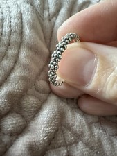 Genuine Pandora Silver Ring Of Daisies Mini Flower Band Ring Size 56 191035