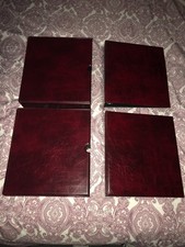 PAIR OF MATCHING BERGUNDY PADDED LOOSE LEAF ALBUMS IN BINDERS IN GREAT CONDITION