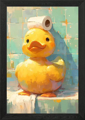 Duck with toilet - with, on