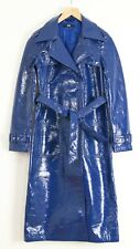 Find by Amazon Blue Regular FASHION Gloss Long Belted Trench Coat UK 6 to 24