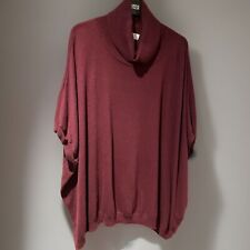 NEXT Sz L Burgundy Oversize Polo Neck Sleeveless Jumper Part Cashmere 74”B 28”L