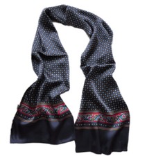 100 Silk Scarf Men Vintage Paisley Double Layer Mufflers Blue Anniversary Sale