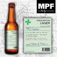 Personalised Prescription Beer Lager Bottle Labels - Novelty Birthday CHRISTMAS