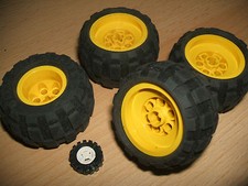 Lego 4 x Large YELLOW Wheels