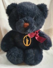 FAO Schwarz Black Teddy Bear With Statue Of Liberty Tag, 12" Tall, Before 2011