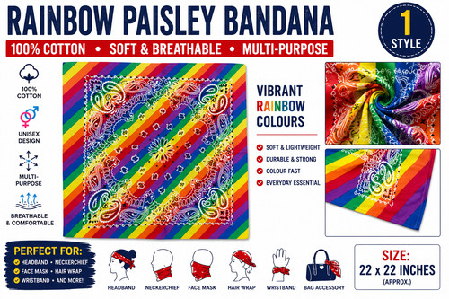Pride rainbow bandana 100 - rainbow, 100%