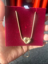 9ct solid vintage heart  thick snake chain not scrap Elizabeth duke crystals