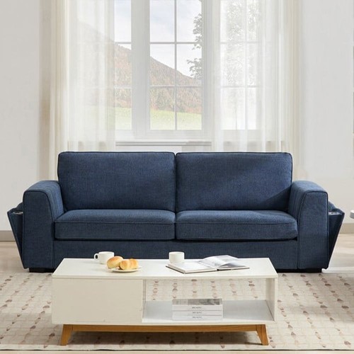 Seater blue fabric sofa - sofa, ms3g