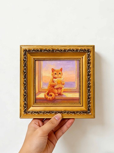 Chubby orange cat - cat, sunset