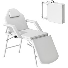 HOMCOM 3 Section Adjustable Massage Table, Beauty Bed for Spa, Lash, White