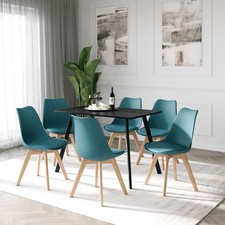 2/4/6 x BERGEN Tulip Dining Chairs Padded Seat w/ Beech Legs Retro Kitchen Chair