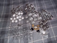 Job lot of Silver Coloured Christmas Baubles/Decorations