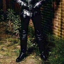 New Genuine Lambskin Leather Real Men's Black Double Zipped Gay Leather Pants