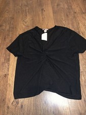H&M Trend Black V Neck T Shirt Knot Top 6 32 