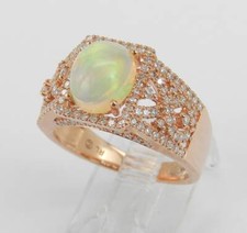 10K Rose Gold Opal and Diamond