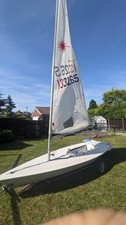 Laser 1 sailing dinghy and launch trolley with radial and full rig