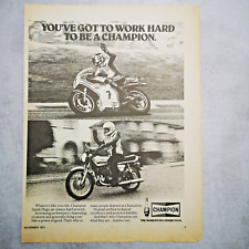 Champion No1 Spark Plug Motor Bike Motorcycle Advert Vintage 1970s Man Cave