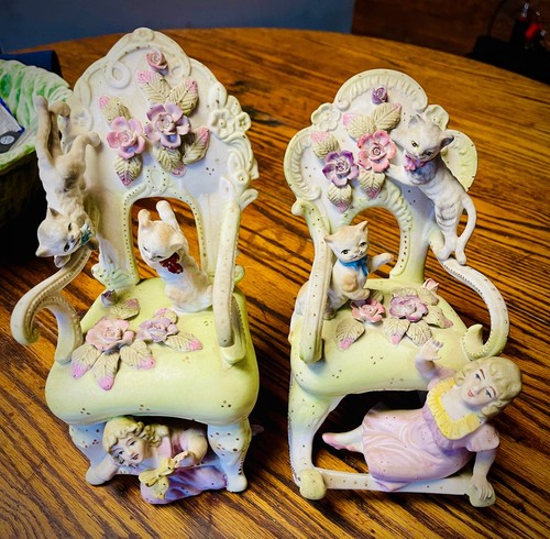 Cats girls antique bisque - cats,