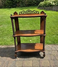 Antique Rosewood Etagere Whatnot Display Drinks Bookshelf Serpentine Bobbin 