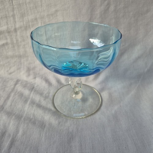 Vintage blue glass goblet - vintage,