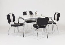 American Diner Furniture 50s 4 Legged Table & 4 Black Studded Chairs