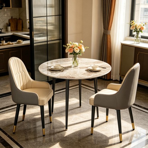 Modern round dining table set - dining,