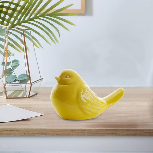 Birds art yellow - yellow, glazed