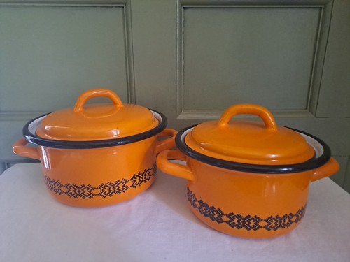 Vintage orange enamel - 2,