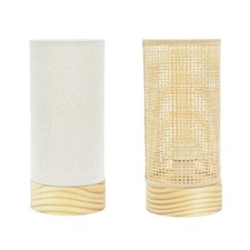 Cylinder Table Lamp Bamboo / Fabric Lampshade Living Room Bedroom Light LED Bulb