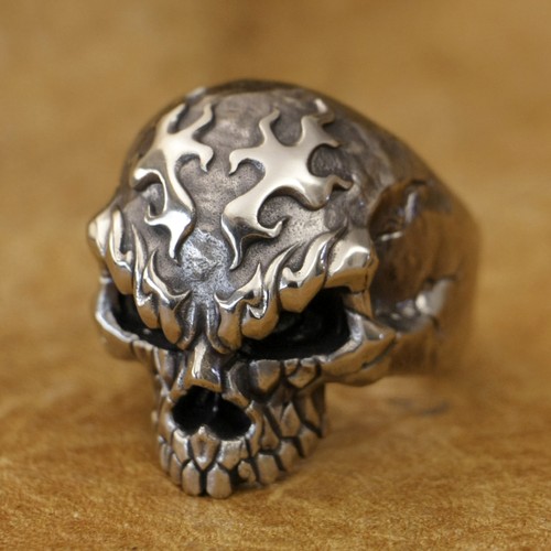 Huge cupronickel fire skull - huge,