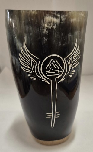 Buffalo horn mug with viking - buffalo,