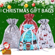 10X Large Christmas Sacks Party Gift Bags Ribbon Drawstring Wrap Present Storage