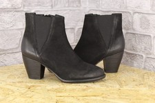 BLACK NUBUCK LEATHER MID HEEL ANKEL BOOTS SIZE 4 / 37 (6.5) STEVE MADDEN USED