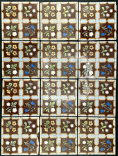 Minton & Co Victorian Floor Tiles Rare Set 12 Tiles Reclaimed Arts & Craft