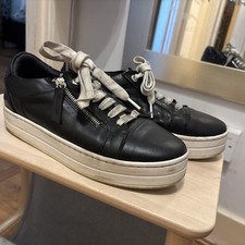 Moda In Pelle Abbiy Black Leather Trainers Sneakers Platform Shoes size UK8 EU41