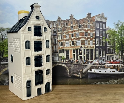 Klm delft blue miniature house - blue,
