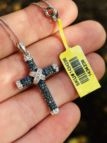 Tjc silver cross with blue - with,