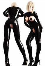 PVC Leather Bodysuit Clubwear Costum Women's Lingerie Catsuit Crotchless Shiny