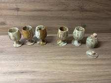 6 Onyx Marble Stone Goblets Small wine Glasses Natural Stone see description s79