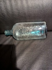 Vintage Lockyers Sulphur Hair Restorer Aqua Glass Bottle Hairdressing Barbershop