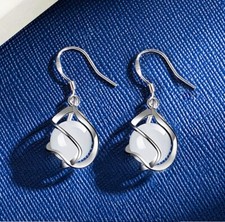 Moonstone Swirl Hook Earrings