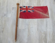 Vintage British Union Jack Ensign boat nautical flag on wooden pole