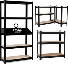 Garage Racking 5 Tier Shelving Unit Boltless Heavy Duty Metal Shelf Shed Storage