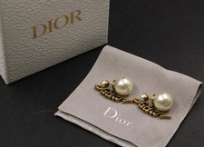 DIOR GOLD TONE RESIN PEARLS J'ADIOR Statement Jacket Stud Earrings In Box - N42