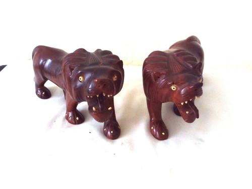 Treen wooden carving pair - treen, of