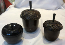 Wooden Acorn Shape - Jewel Store with lids x 3 - by Two's Company  -