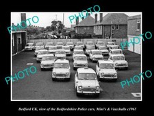 OLD 8x6 HISTORIC PHOTO OF BEDFORD UK BEDFORDSHIRE POLICE CARS MINI's c1965