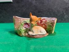 HORNSEA POTTERY FAUNA ROYAL POSY VASE DEER WITH LOG